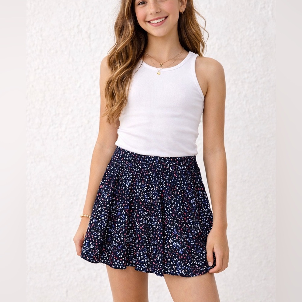 Abercrombie Kids Blue Floral Skort Skirt Shorts